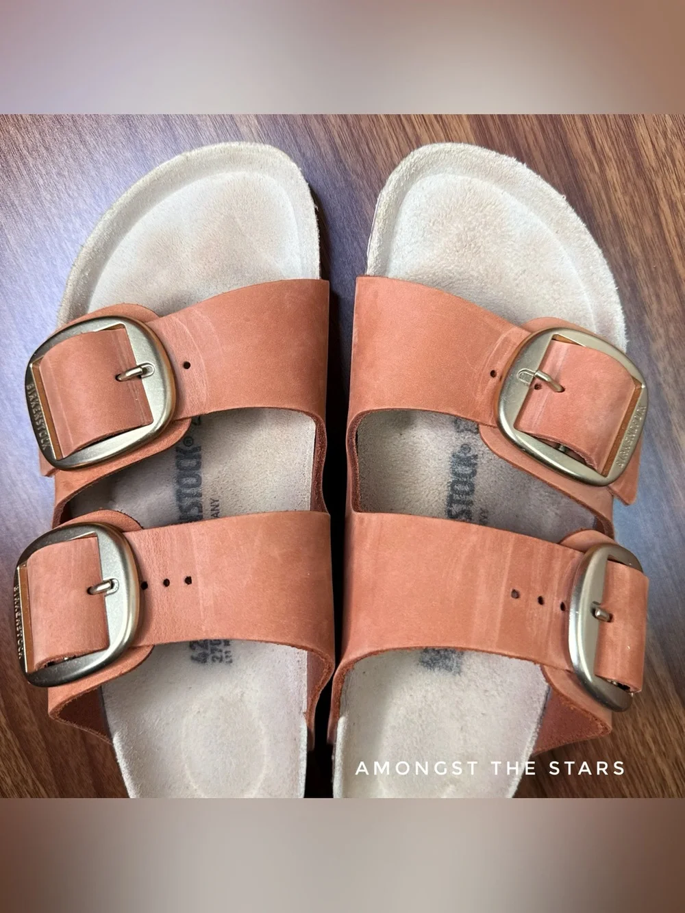 Birkenstock Arizona Big Buckle Brandy Nubuck Leather Double Strap Sandals